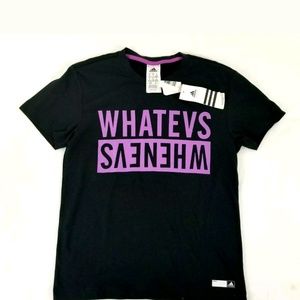 NEW Adidas Womens  WHATEVS WHENEVS Black T shirt